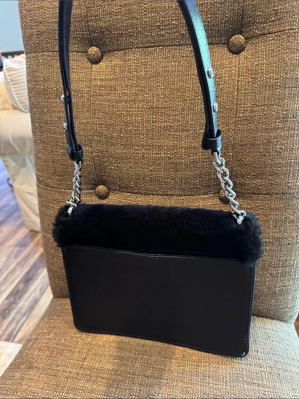 Kate Spade Neve Shearling Embellished Medium Convertible Flap Shoulder bag